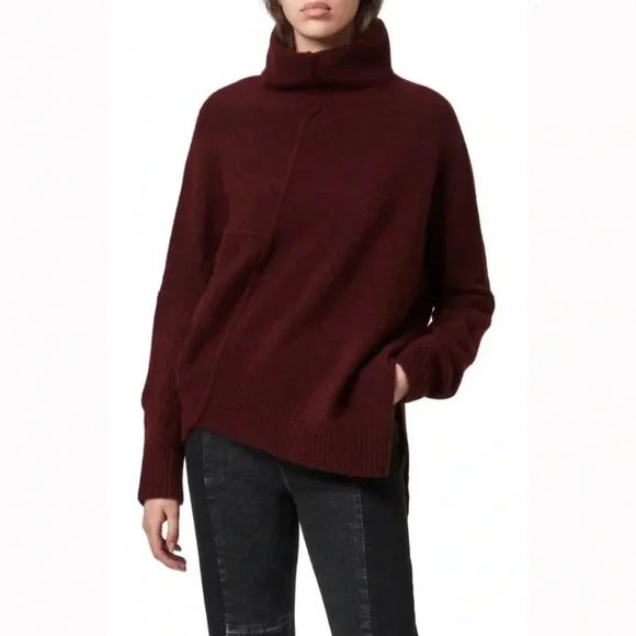AllSaints Merlot Lock Roll Wool Blend Sweater Size Small - Picture 1 of 10